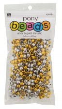 Nicole Pony Beads, 600ct- Metallic Assortment, Silver & Gold