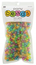 Nicole Pony Beads, 750ct- Translucent Assortment, Silver Glitter
