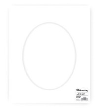 Pre-Cut Oval Photo Mat Board White Core, 11 x 14 For 8 x 10 Photo - White