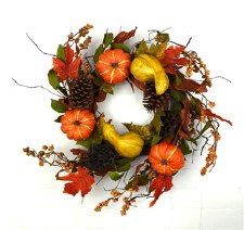 Pumpkin Gourd Wreath 24"