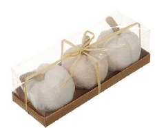 Pumpkins Set Of 3, 3.94"H x 1.5"W x 12.4"L - White/Cream