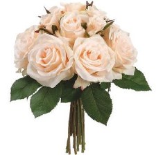 Rose Bouquet, 11.5" - Peach/Cream