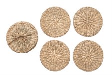 Round Hand-Woven Seagrass Coasters, Natural - Set of 4