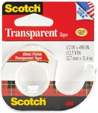Scotch Transparent Tape, .5" x 450" - Gloss Finish