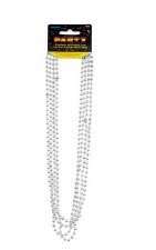 Metallic Bead Necklaces, 32" - Silver, 4 Pc