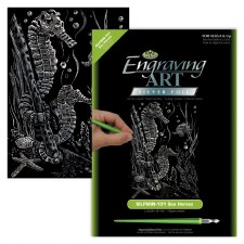 Engraving Art Foil Set- Silver Sea Horses