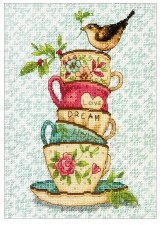 Dimensions Cross Stitch Kit, 7"x5"- Stacked Tea Cups