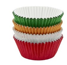 Holiday Foil Baking Cups, 48ct - Red, Green, Silver & Gold