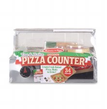 Melissa & Doug Food/Kitchen Play Set- Wooden Pizza Counter