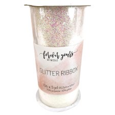 6" Glitter Ribbon Tulle Roll, 5 yards- Iridescent