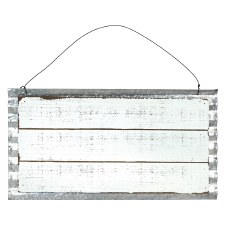 Corrugated Tin Sign with Wood- 9x17"