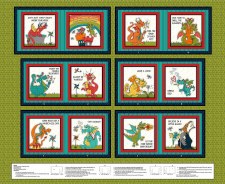 Kids Fabric Book Panel- Green Dragon Whirleygig Magic