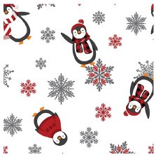 Winter Comfort Bolted Flannel - Playful Penguins, White