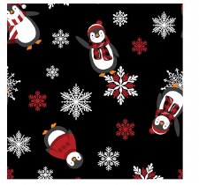 Winter Comfort Bolted Flannel - Playful Penguins, Black