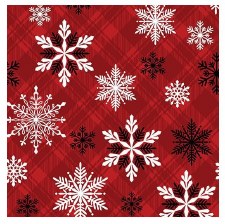 Winter Comfort Bolted Flannel - Snowflake Plaid, Red