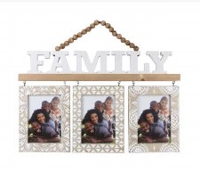 Wood Family Wall Hanging Triple Photo Frame - 5x7