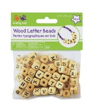 Wood Alphabet Beads, 10mm - 60ct - Natural
