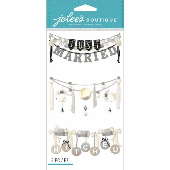 Jolee's Wedding Dimensional Stickers, Large- Wedding Words Garlands