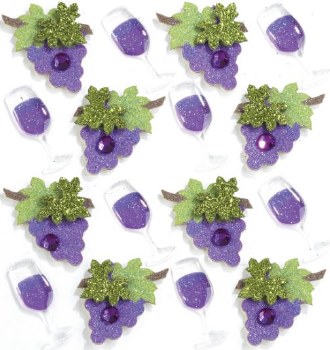 Jolees Wine Glasses &amp; Grapes Stickers - 16 Pc