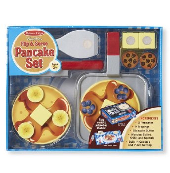 Melissa &amp; Doug Food/Kitchen Play Set- Wooden Pancake Set