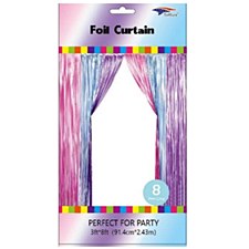 Foil Fringe Curtain Blue,Pink,Lavender Foil Fringe Curtain Blue,Pink,Lavender