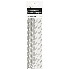 Silver Polka A Dot Paper Straws