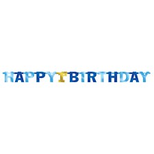 Blue First Birthday Letter Banner