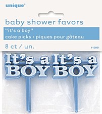 Blue "It's A Boy" Cake Picks