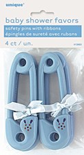 Blue Safety Pins With Ribbons