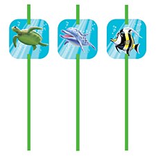 Ocean Party Plastic Straws with Attachment
