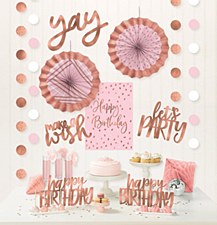 Metallic Blush Birthday Room Decorating Kit