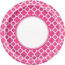 Hot Pink Quatrefoil 9IN Plate