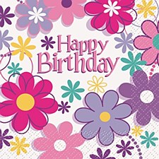 Birthday Blossom Beverage Napkins 16ct