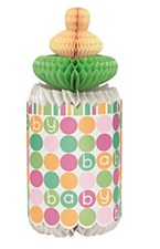 Pastel Baby Shower Honeycomb Bottle Centerpiece