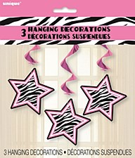 Zebra Passion Hanging Swirl Decorations 26"