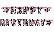 Zebra Passion Jointed Birthday Banner