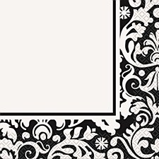 Black Damask Lunch Napkins