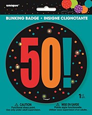 Birthday Cheer 50th Birthday Large Blinking Badge