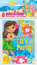 Hula Beach Party Invitations 8ct