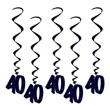 40th Birthday   Whirls 5 Hanging Decoration