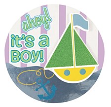 "It's a Boy" Sailboat Deluxe Button