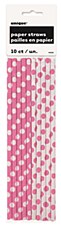 Hot Pink Polka Dots Paper Straws 10ct