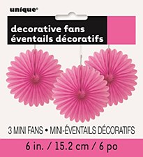 3 Mini Fans- Hot Pink