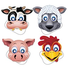 Farm Animal Masks, 4ct
