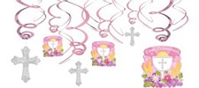 Communion Value Pack Foil Swirl Decorations - Pink 12ct