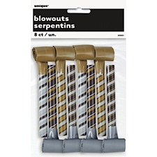 Striped Silver and Gold Party Blowers