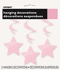 Lovely Pink Stars Hanging Swirls 3ct