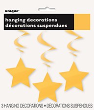 Yellow Stars Hanging Swirls 3ct.