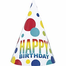 Rainbow Spot Birthday Cone Hats