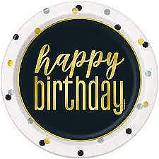 Metallic Happy Birthday 7" Plates